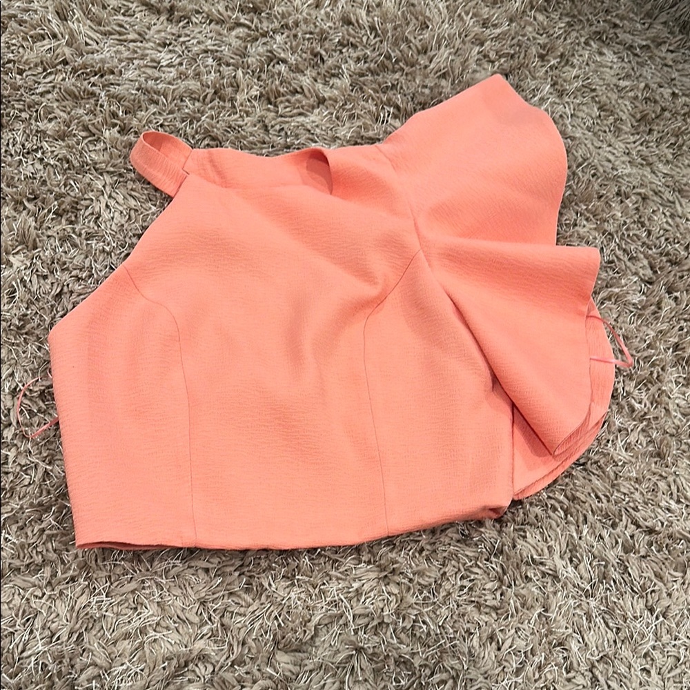 Coral Peach Structured Crop Top